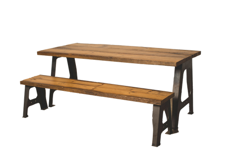 Natural Edge Dimensional Dining Table with A Frame Legs and Matching Bench