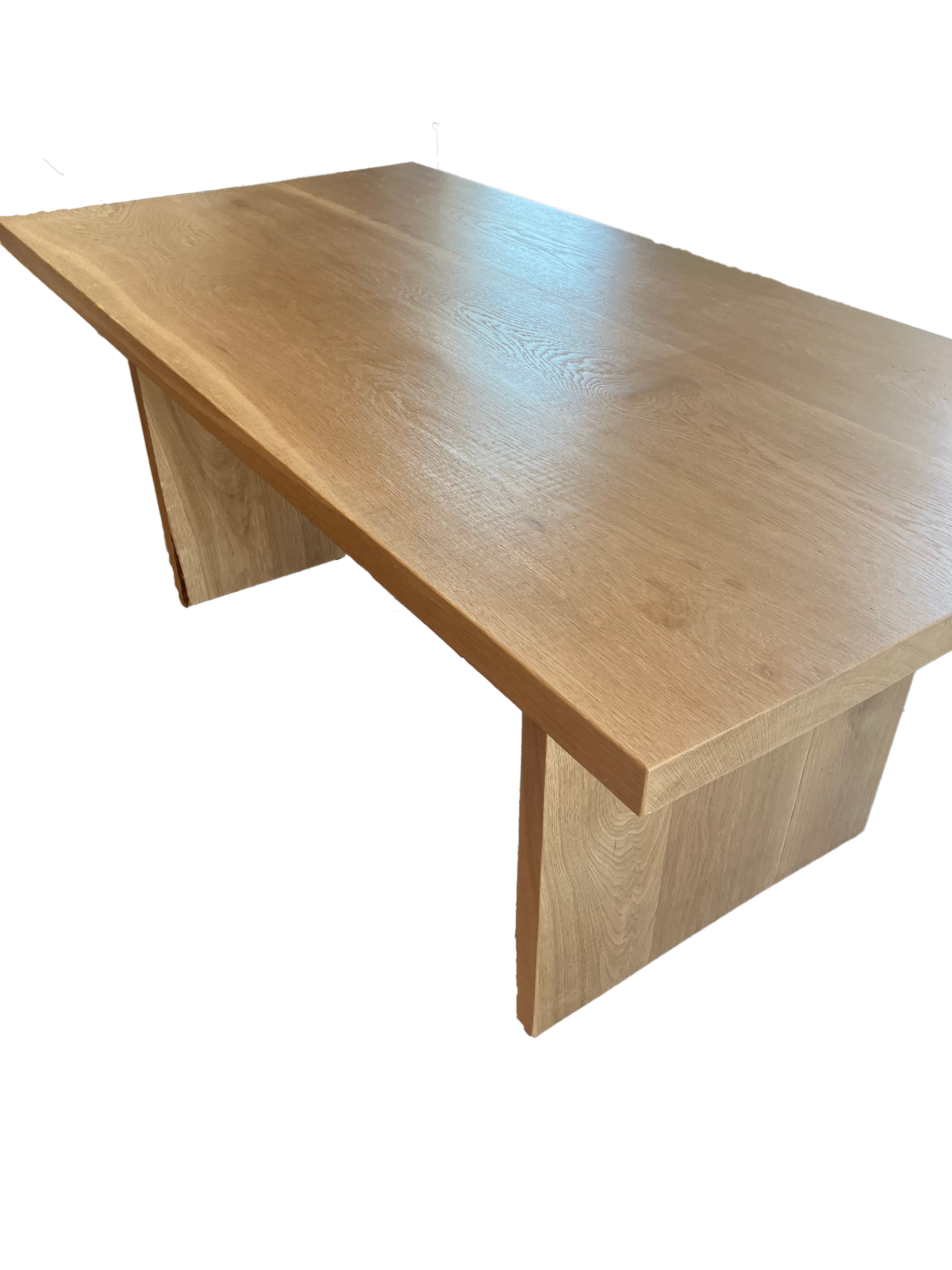 White Oak dining table with White Oak panel base