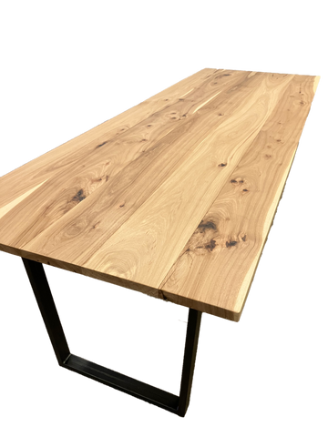 Rustic Hickory dining table with Steel square legs