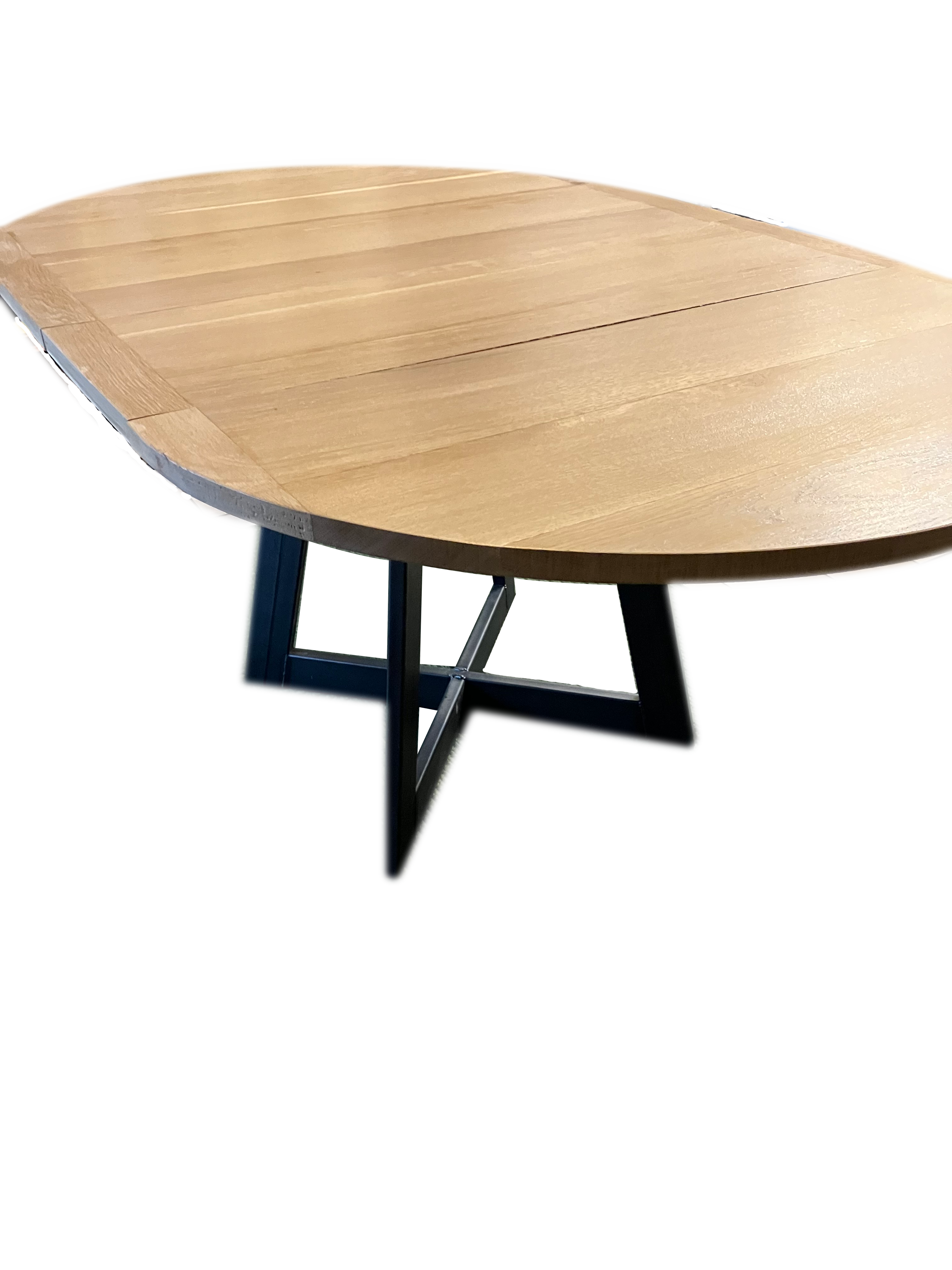 White Oak expandable dining table with Steel base