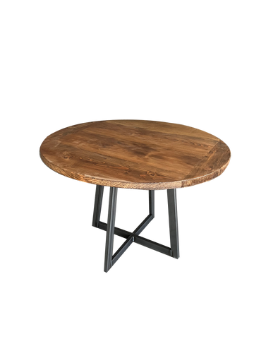 Round Reclaimed Barnwood with Steel pedestal base