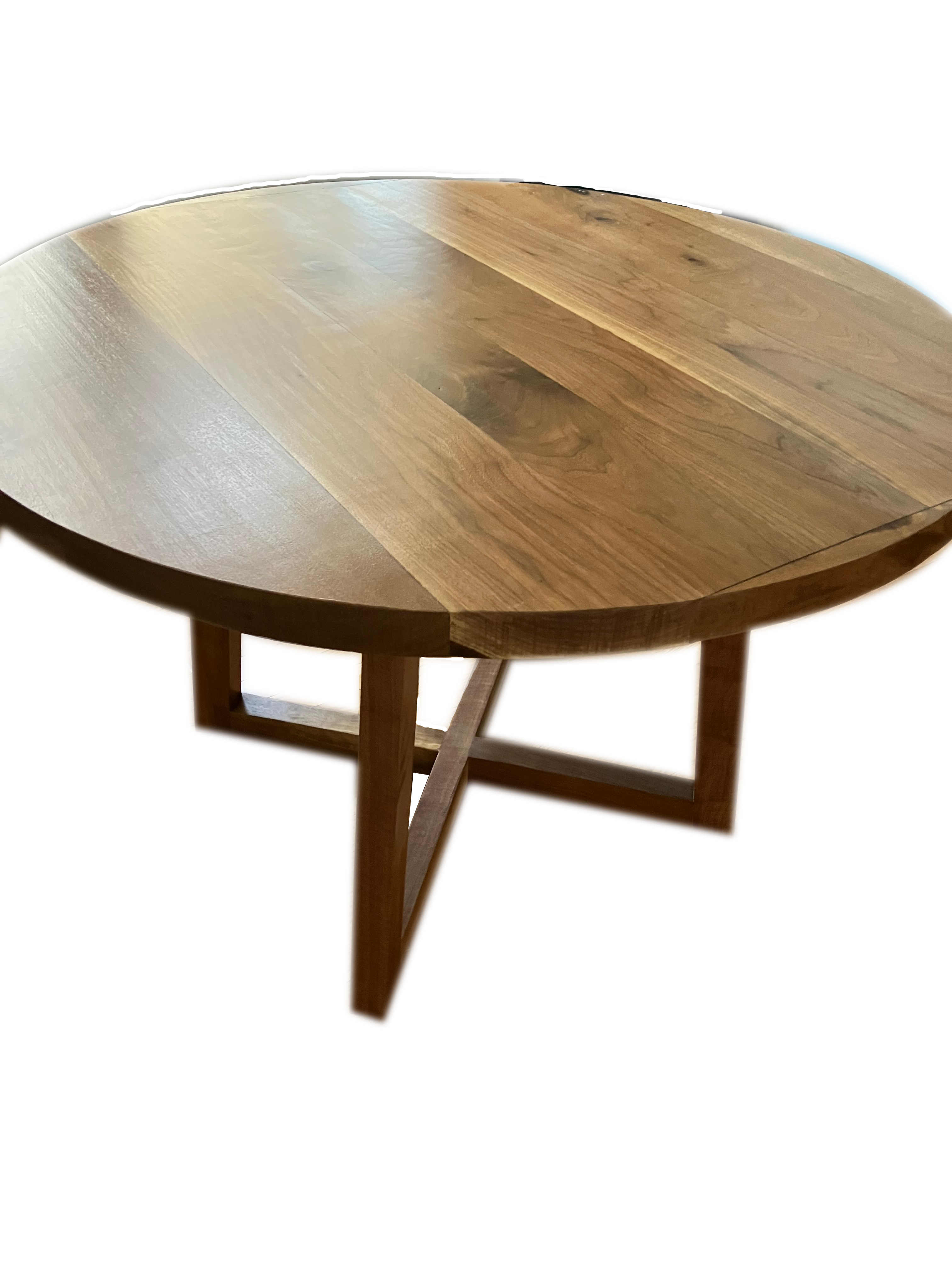 Black Walnut round pedestal table with Walnut base