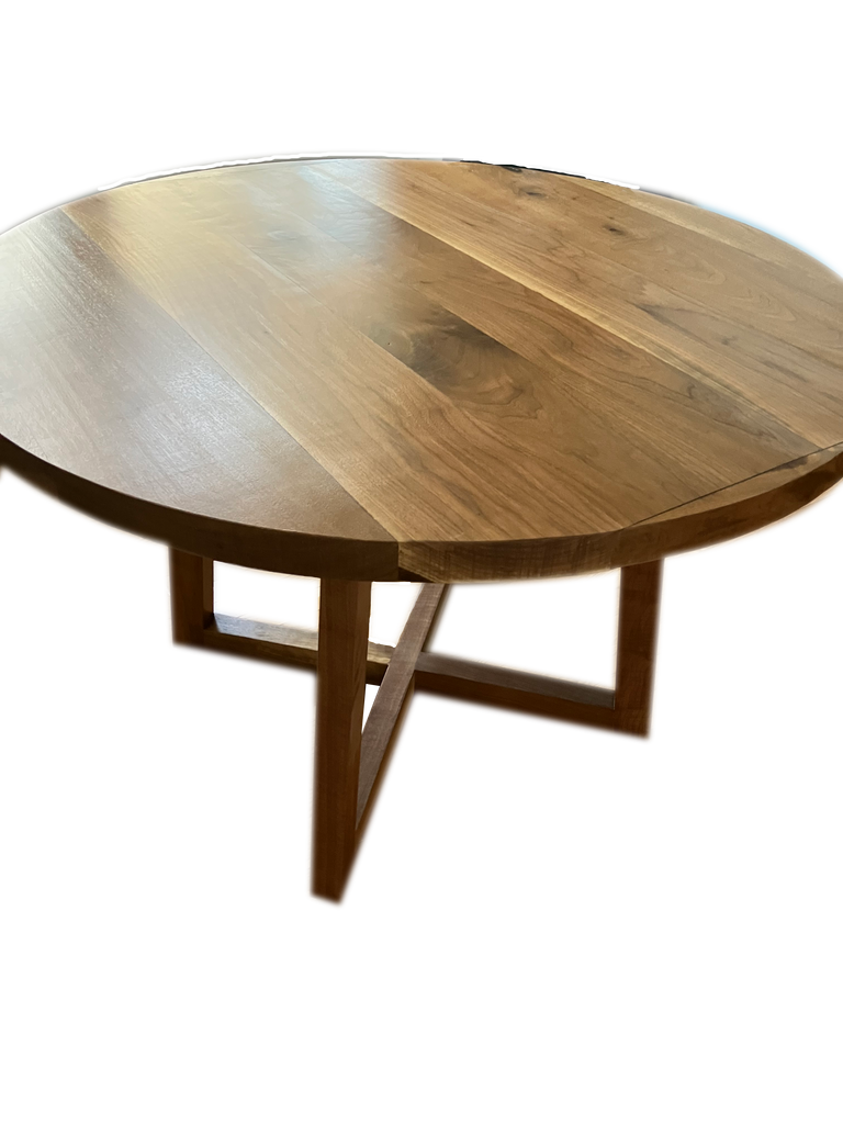 Black Walnut round pedestal table with Walnut base