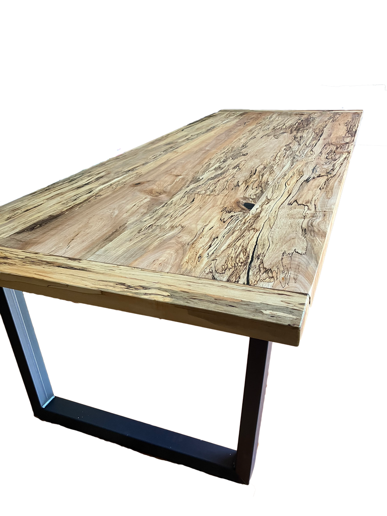 Spalted Maple dining table with Steel square HD legs