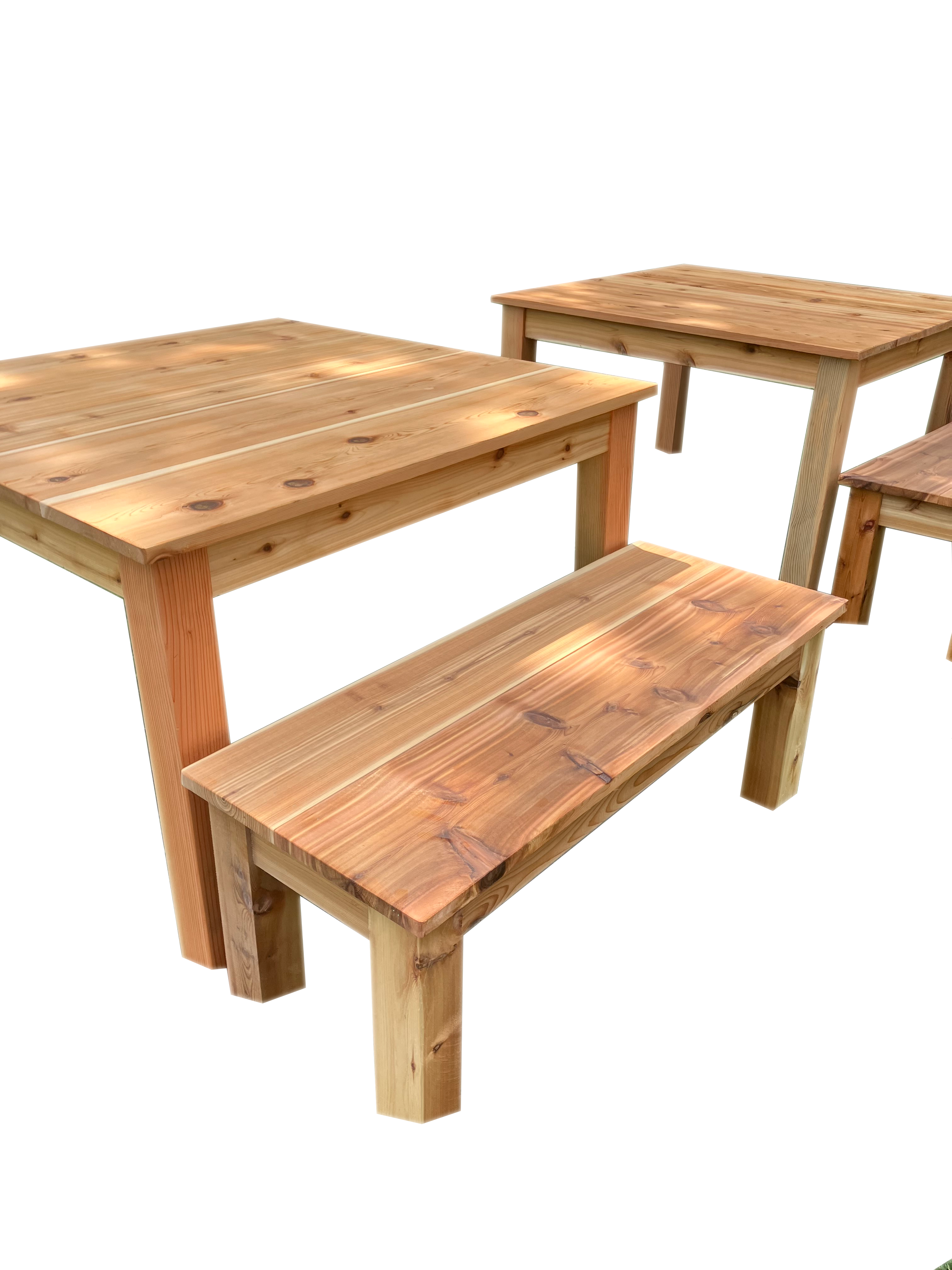 Red Cedar outdoor patio table with Red Cedar base