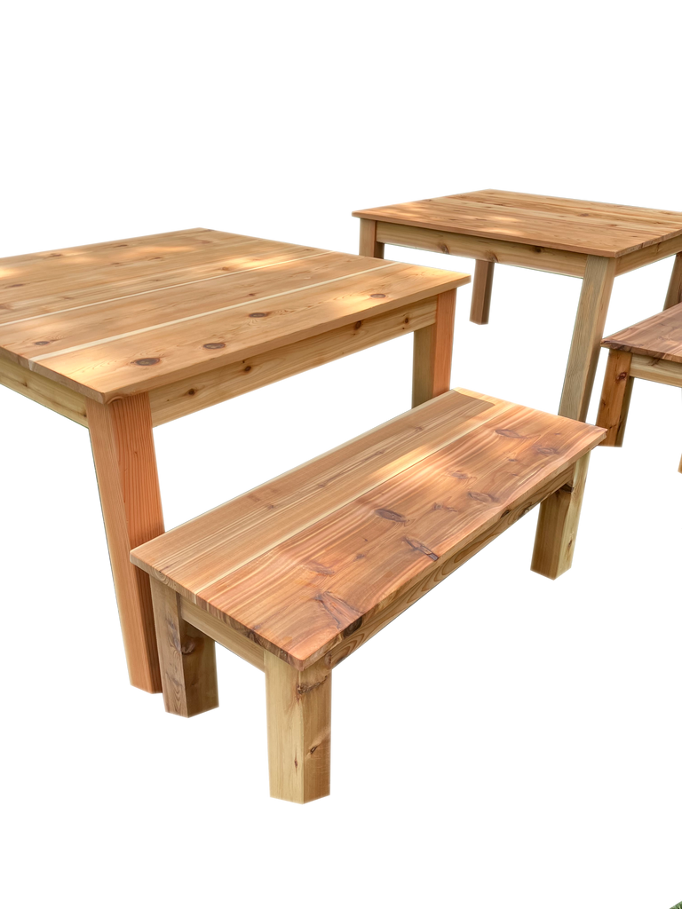 Red Cedar outdoor patio table with Red Cedar base