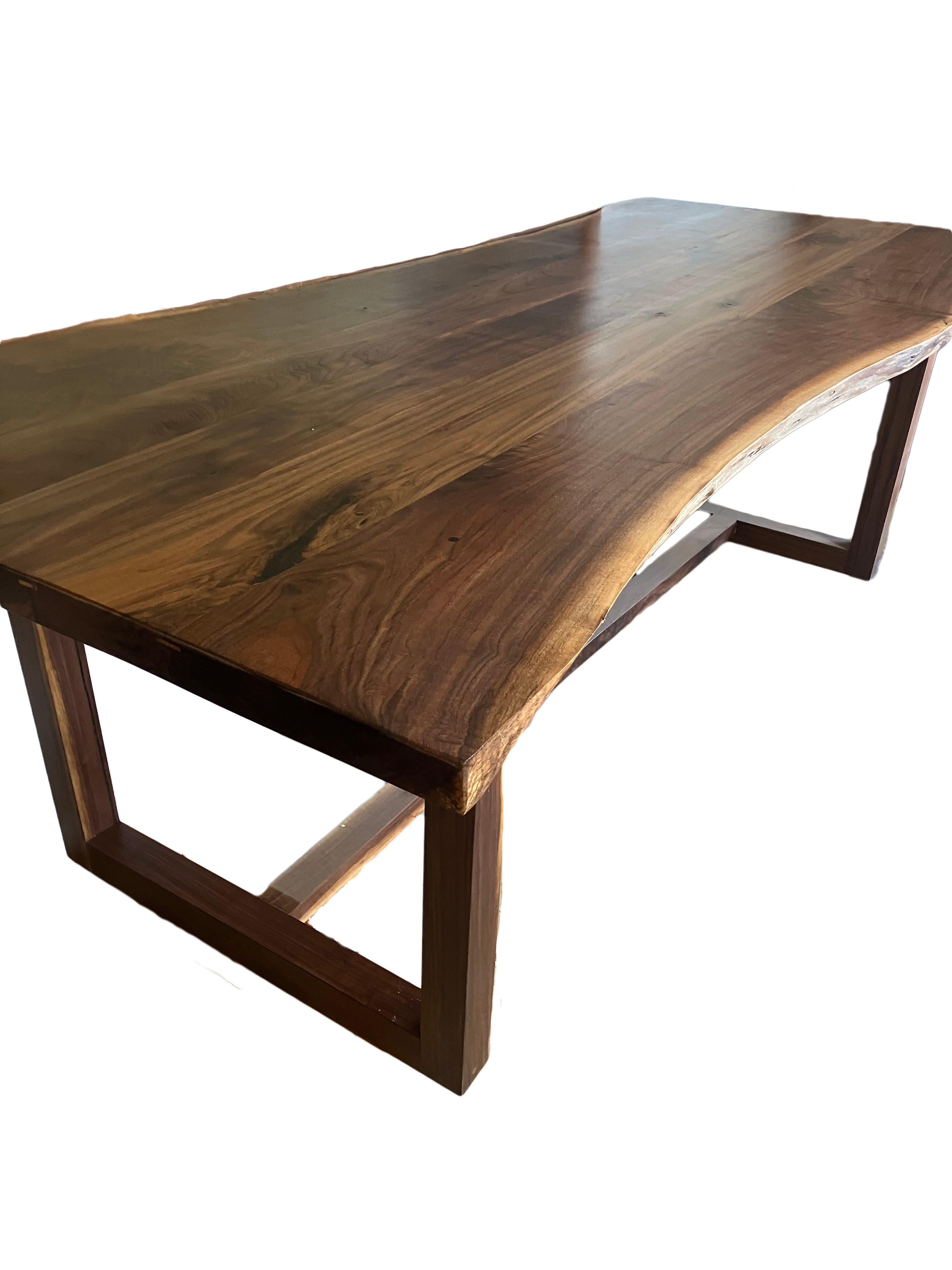 Live edge Black Walnut dining table with Walnut square base