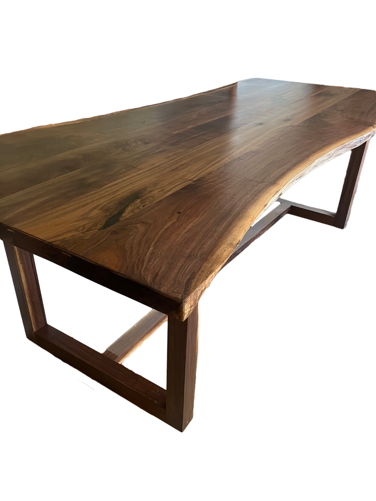 Live edge Black Walnut dining table with Walnut square base