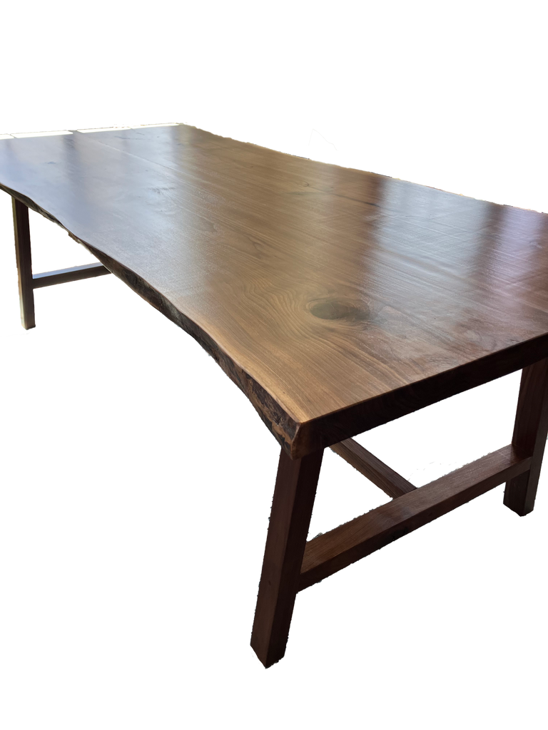 Live edge Black Walnut dining table with Walnut Aframe base