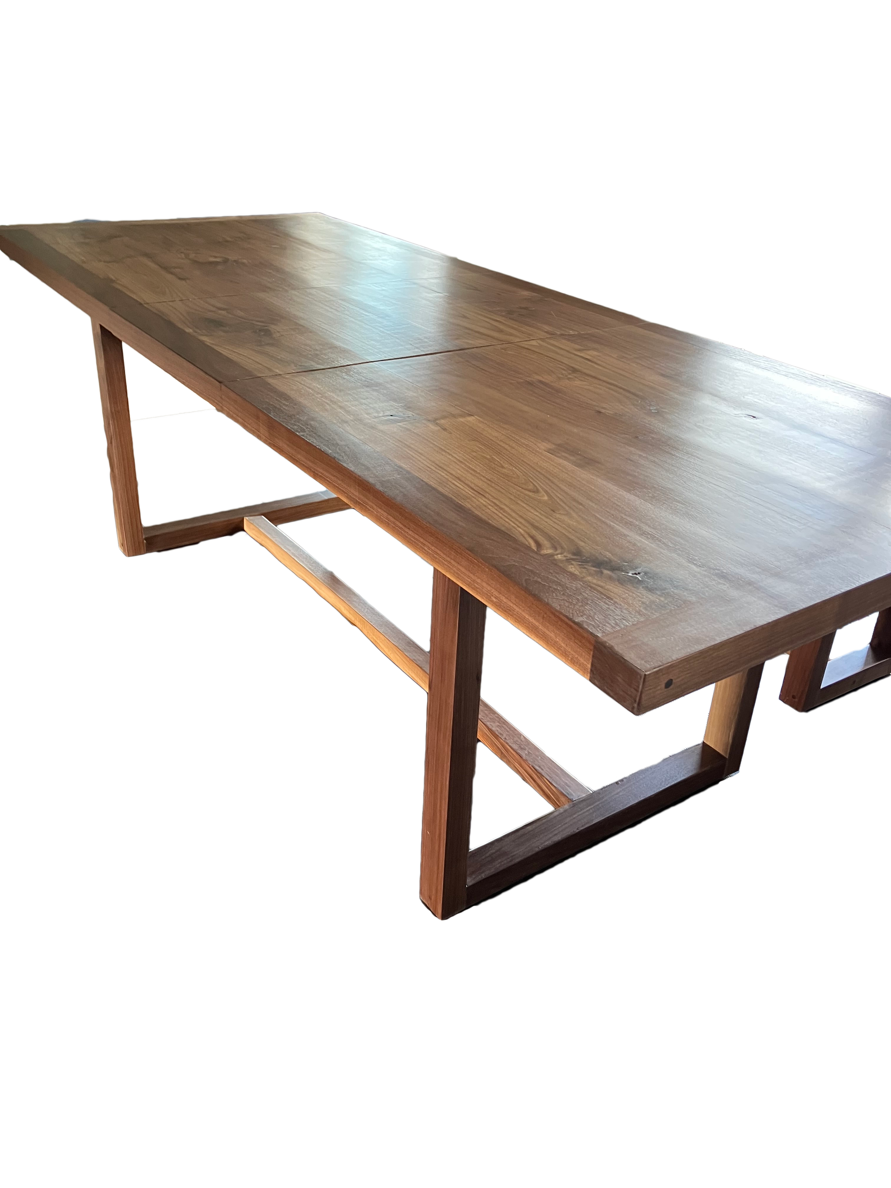 Black Walnut expandable dining table with Walnut square base