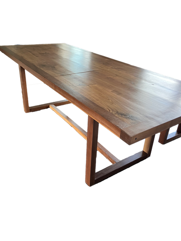 Black Walnut expandable dining table with Walnut square base