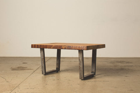 Natural Edge Dimensional Coffee Table with Square Steel Legs